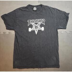 Thrasher Magazine Shirt Mens Medium Black Crew Neck Graphic Short Sleeve Stretch